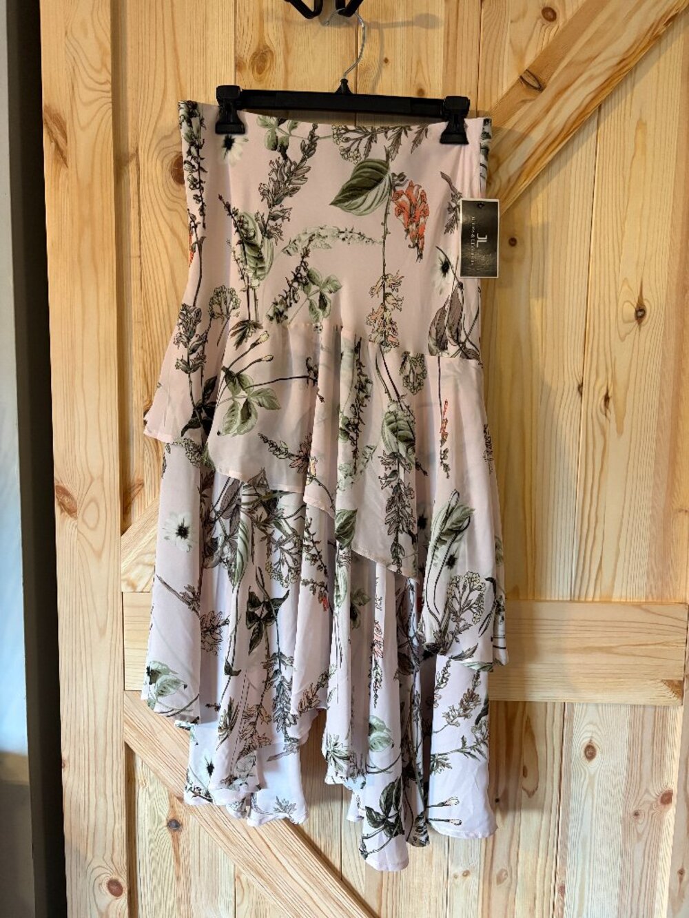 Jules & Leopald Floral High Low Skirt S Sheer Layered Hem Boho Romantic NWT